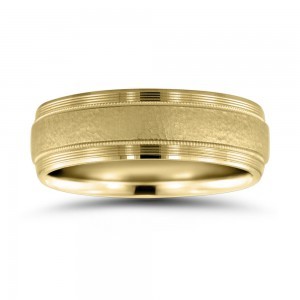 Mens Polished Edge Yellow Gold Wedding Band