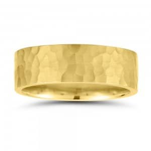 Hammered Yellow Gold Wedding Band